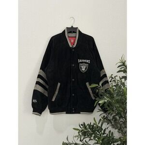 Vintage Y2K Oakland Raiders Varsity Suede Leather Jacket Size Large Fits XL